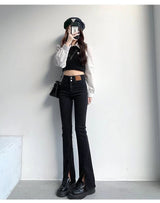 Stylish Trendy High Waist Stretch Slim Wide Leg Flared Boot Cut Denim Pants Jeans