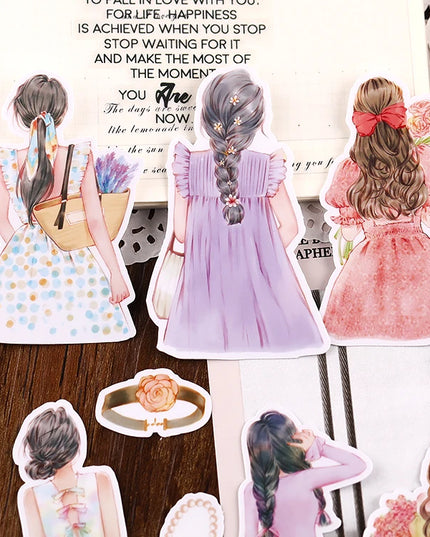 20pcs Beautiful Cartoon Girls Back View Scrapbooking DIY Craft Decor Journal Stickers