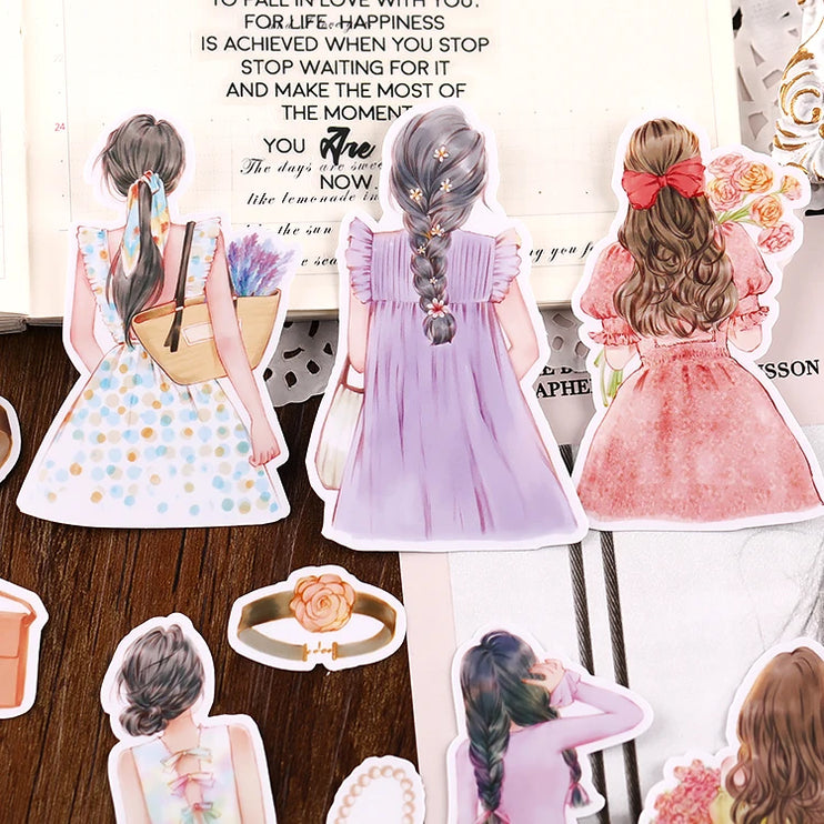 20pcs Beautiful Cartoon Girls Back View Scrapbooking DIY Craft Decor Journal Stickers - Accessoriesforever