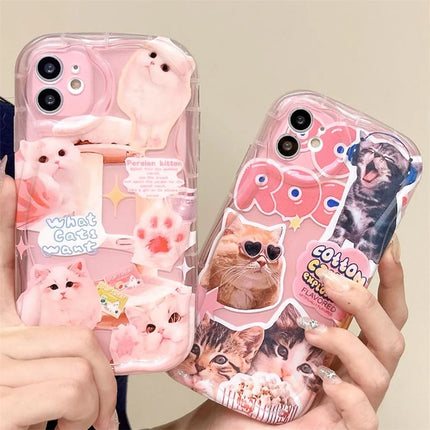 Adorable Cute Lovely Cat Pink Soft Phone Case for iPhone