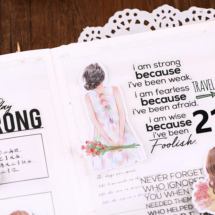 20pcs Beautiful Cartoon Girls Back View Scrapbooking DIY Craft Decor Journal Stickers - Accessoriesforever