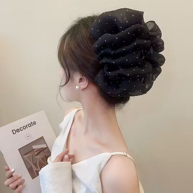 Sweet Beautiful Mesh Tulle Bow Design Hair Clip Claw - Accessoriesforever