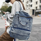 Causal Stylish Fashion Travel School Laptop Denim Bag Backpack