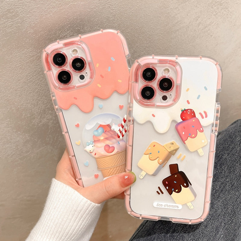 Super Cute Yummy Ice Cream Design Soft iPhone Protective Phone Case Cover