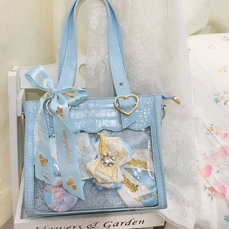 Trendy Cute Fashion Ribbon Ita-bag Crossbody Shoulder Handbag Tote Bag 