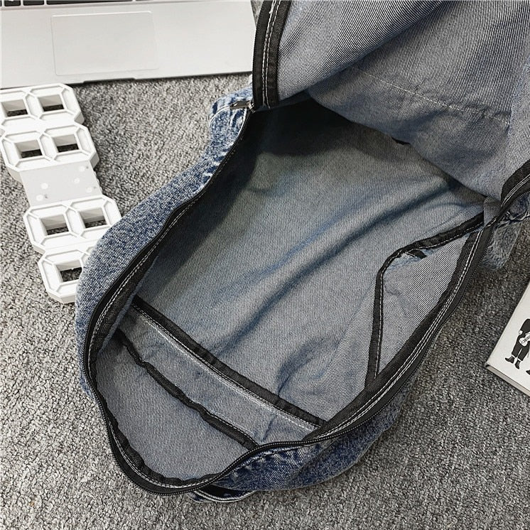 Causal Stylish Fashion Travel School Laptop Denim Bag Backpack