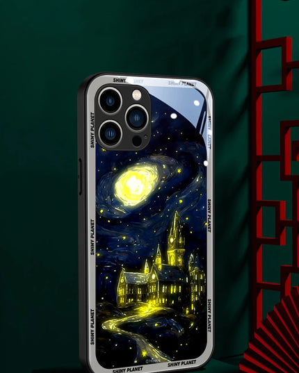 Starry Night Castle LED Light Glowing Phone Case Cover for iPhone 15 14 13 12 11 X Xs Mini Pro Max Plus