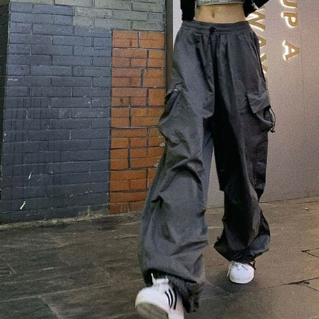 Urban Chic Hip Hop Streetwear Wide Leg Comfy Elastic Waist Cargo Pants