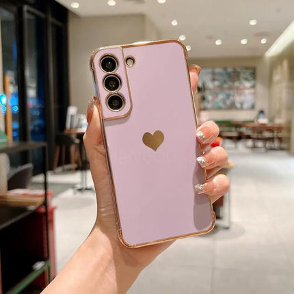 Luxury Plating Side Love Heart Design Slim Phone Case Samsung Galaxy