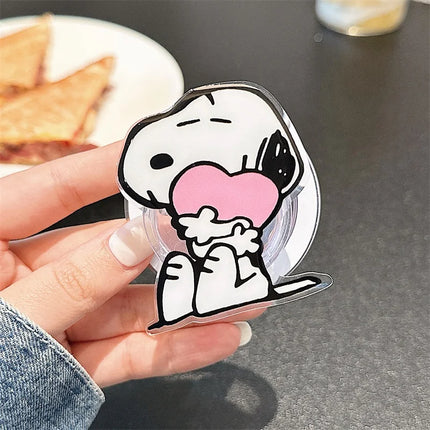 Cute Cartoon Snoopy MagSafe Holder Phone Case For iPhone 16 15 14 13 12 11 Pro Max Plus