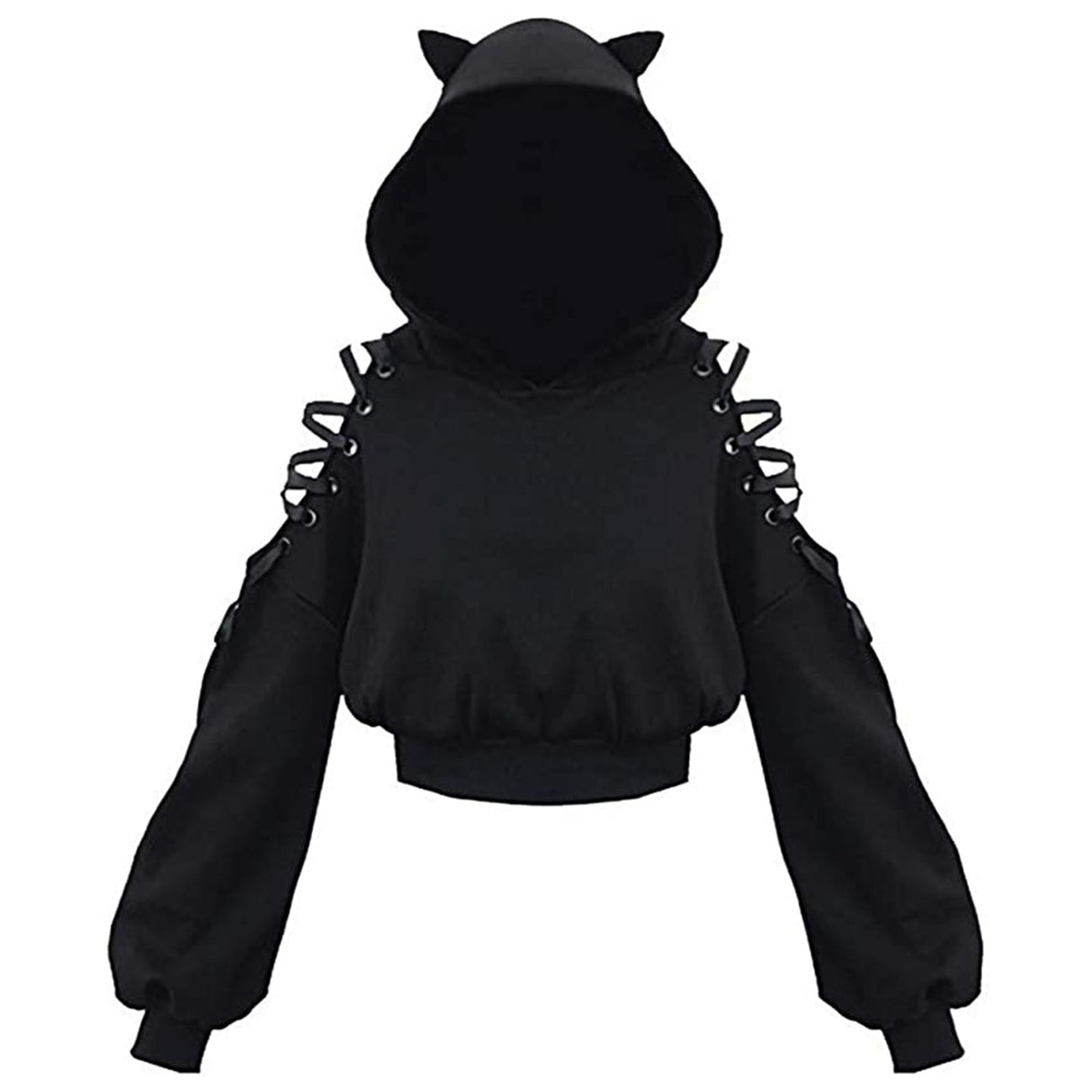 Cute Cat Ear Pullover Lace Up Long Sleeve Sweater Hoodie