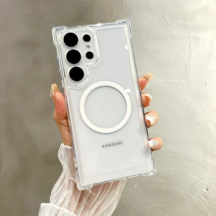 Luxury Reinforced Corners Transparent Armour Magnetic Case for Samsung Galaxy