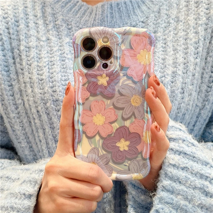 Elegant Luxury Floral Flowers Laser Glitter Fashion iPhone Case