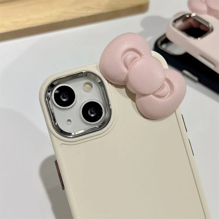 Cute 3D Pink Bowknot Soft Silicone Phone Case Cover for iPhone 15 14 13 12 11 Pro Max X XR - Accessoriesforever
