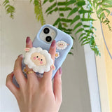 Cute 3D Sheep Daisy Holder Stand Phone Case Cover For iPhone 15 14 13 12 11 Pro Max