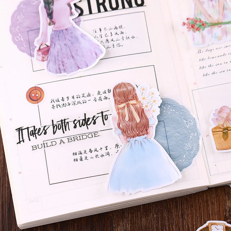 20pcs Beautiful Cartoon Girls Back View Scrapbooking DIY Craft Decor Journal Stickers - Accessoriesforever