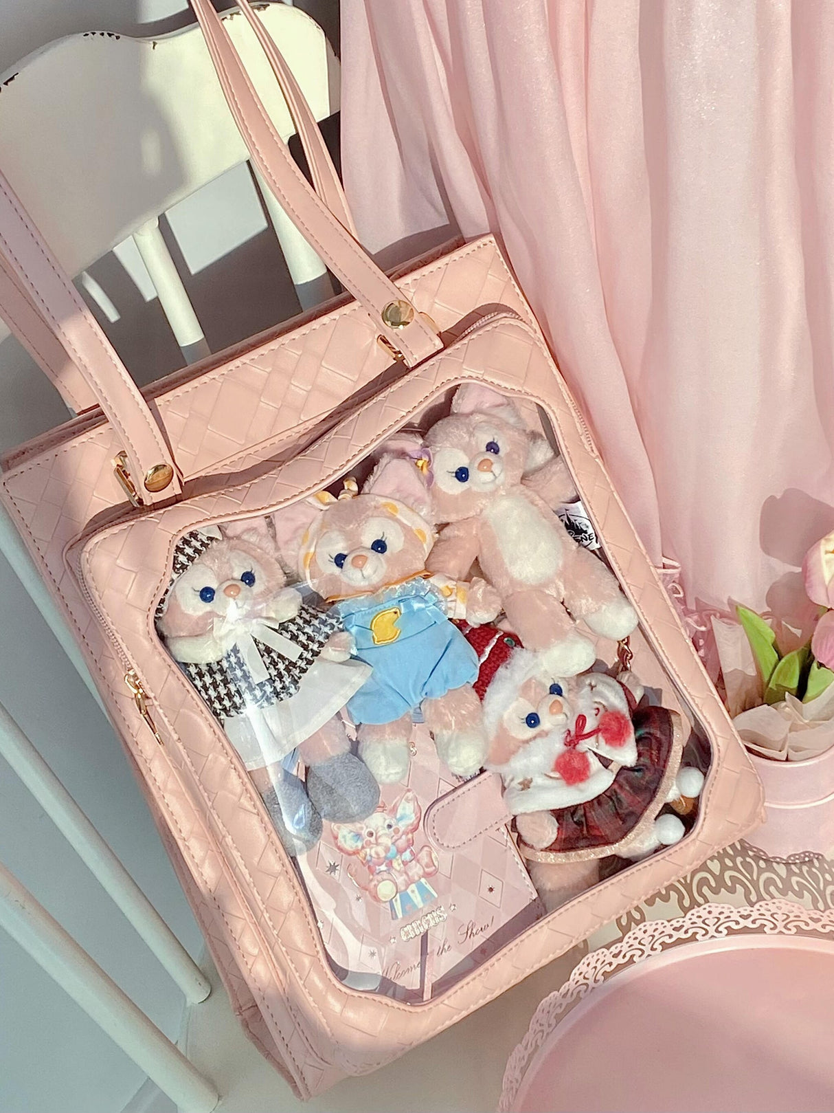 Stylish Trendy Large Clear Window Fashion Ita-bag Pin Bag Handbag Tote