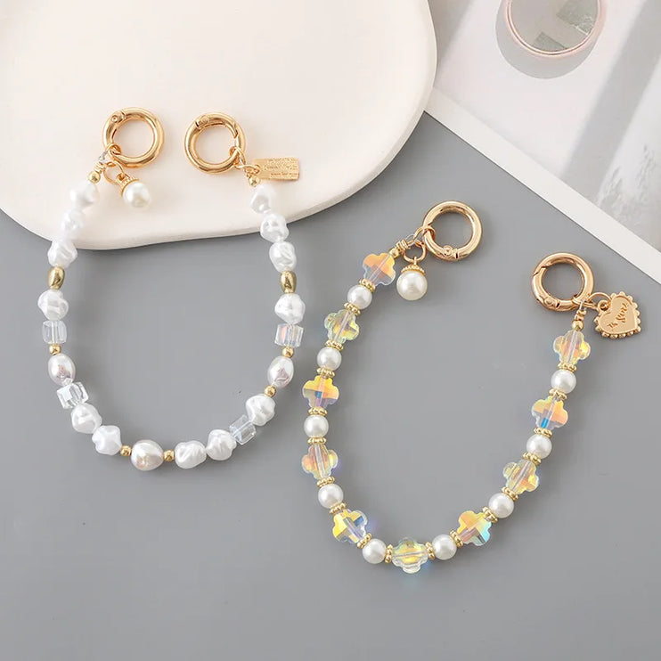 Baroque Pearl Phone Hand Chain - Elegant Beaded Wrist Strap for Bags & Phones