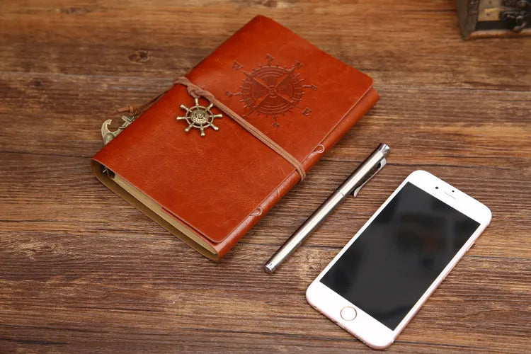Retro Spiral Vintage Pirate Anchor Leather Scrapbook Travel Journal Diary Notebook - Accessoriesforever