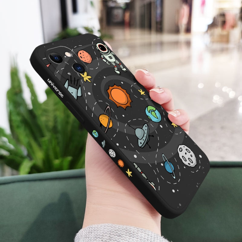 Astronaut Space Theme Side Pattern Design iPhone Protective Phone Case Cover