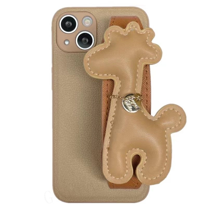 Fun Cute Giraffe Animal Design Leatherette Soft iPhone Protective Phone Case Cover
