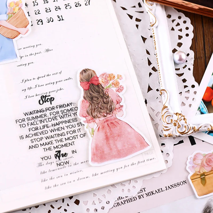 20pcs Beautiful Cartoon Girls Back View Scrapbooking DIY Craft Decor Journal Stickers - Accessoriesforever