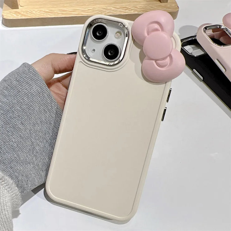 Cute 3D Pink Bowknot Soft Silicone Phone Case Cover for iPhone 15 14 13 12 11 Pro Max X XR