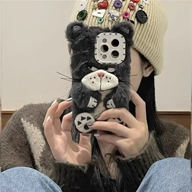 Cute Plush Chinchilla Soft Furry iPhone Case For Cozy Grip