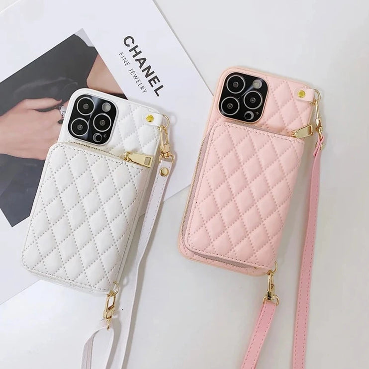 Chic Card Holder Crossbody Strap Leather Wallet Phone Case Cover For iPhone