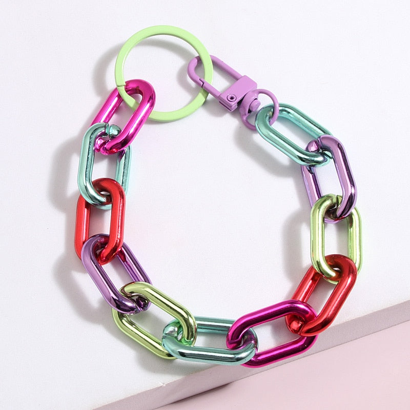 Colorful Fashion Unique Link Chain Design Handmade Jewelry Phone Key Ring Keychain