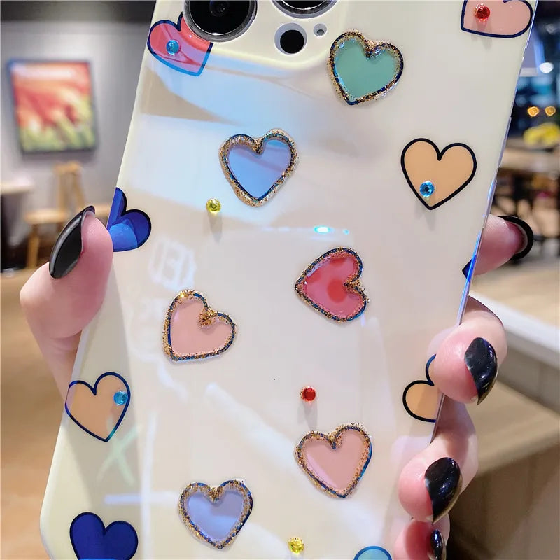 Cute Colorful Love Heart Phone Case Cover For iPhone 15 Pro Max 14 13 12 11 X XS XR 7 8 Plus
