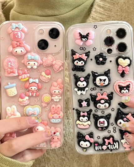 Cute 3D Sanrio Kuromi My Melody Charms Phone Case Cover For iPhone 15 14 13 12 11 Pro Max Plus