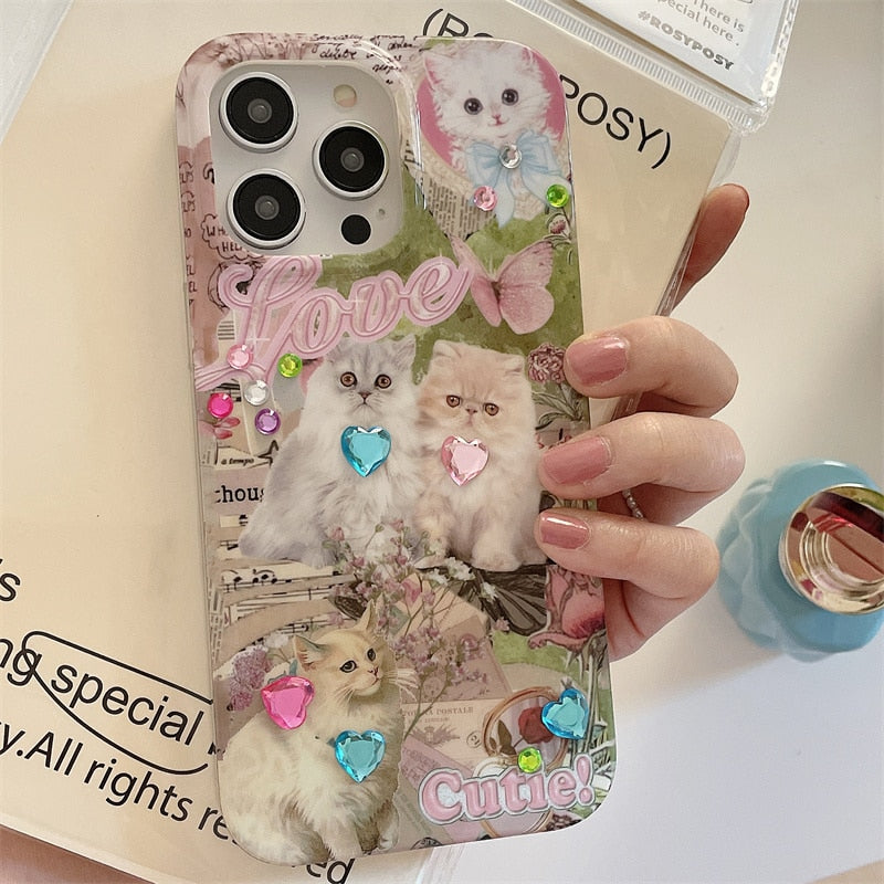 Adorable Cute Cat & Dog Design iPhone Phone Soft Cover Case
