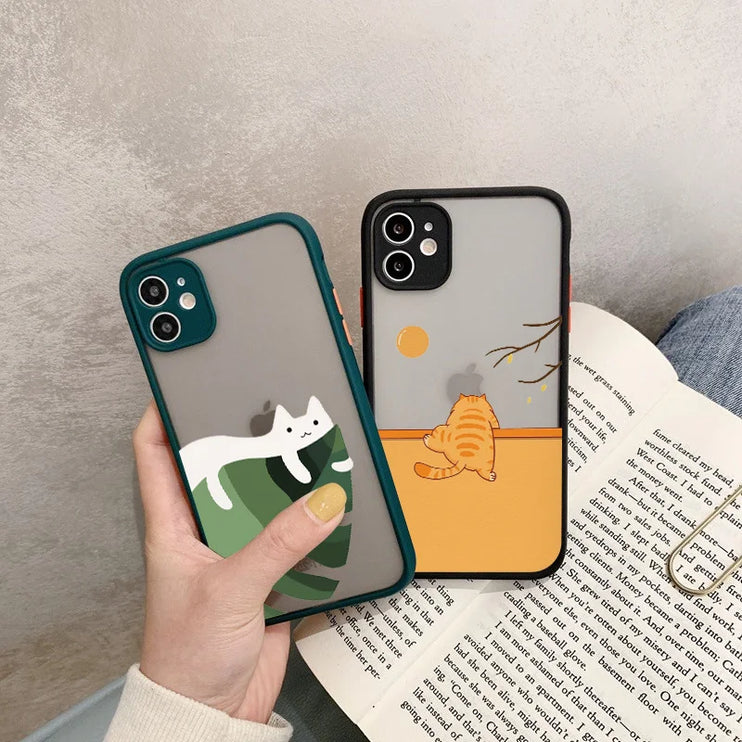 Adorable Cat Design Phone Case Cover for iPhone 15 14 Pro Max Plus