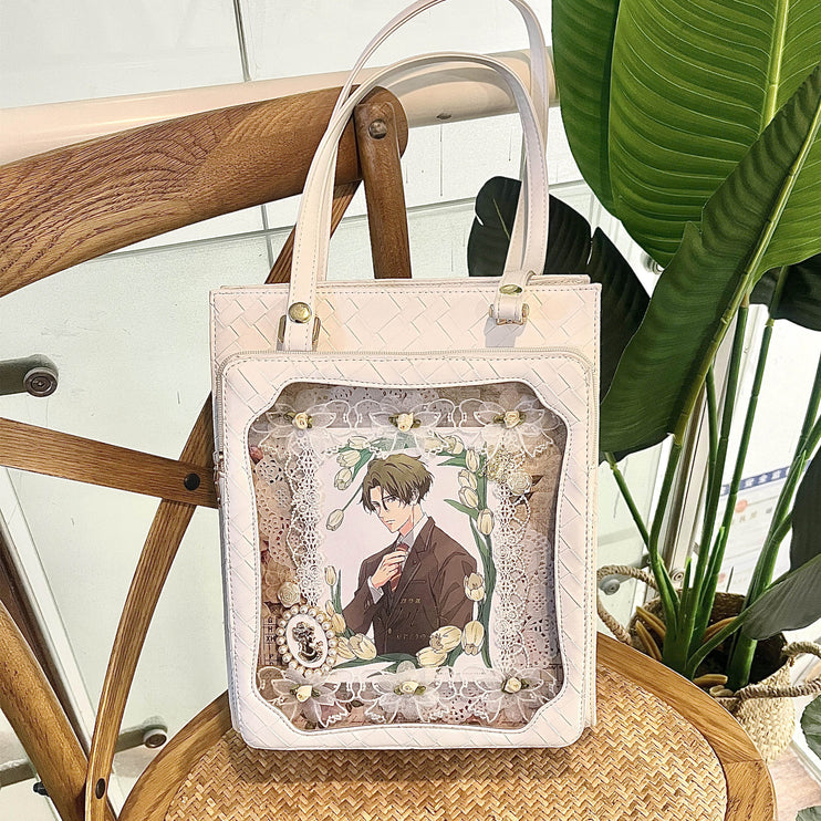 Stylish Trendy Large Clear Window Fashion Ita-bag Pin Bag Handbag Tote