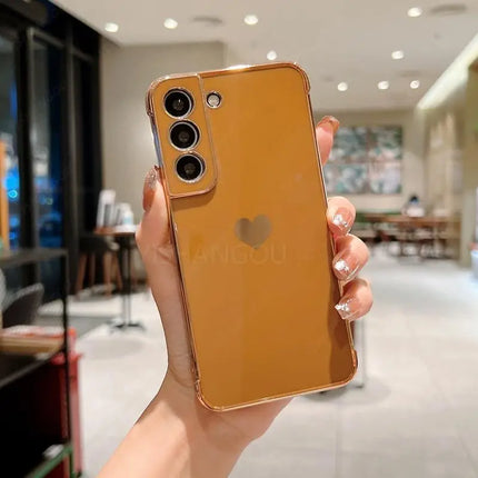 Luxury Plating Side Love Heart Design Slim Phone Case Samsung Galaxy