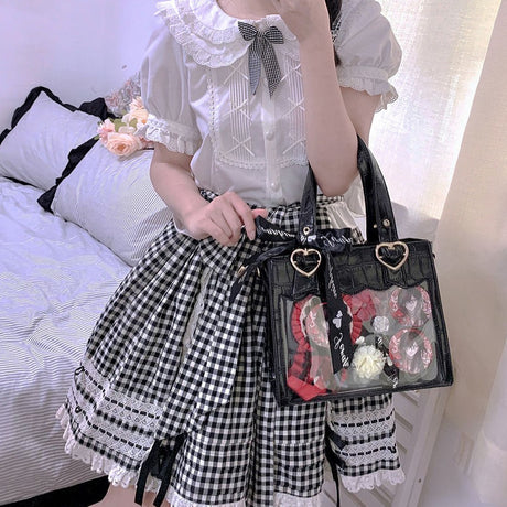 Trendy Cute Fashion Ribbon Ita-bag Crossbody Shoulder Handbag Tote Bag 