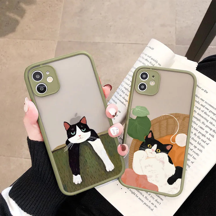 Adorable Cat Design Phone Case Cover for iPhone 15 14 Pro Max Plus