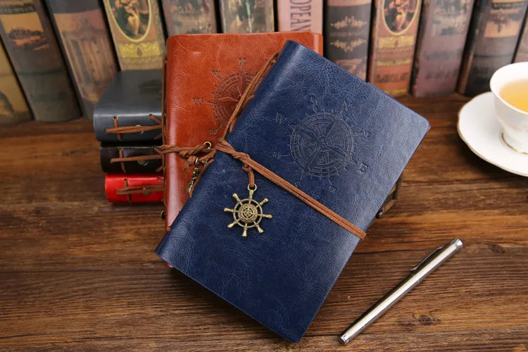 Retro Spiral Vintage Pirate Anchor Leather Scrapbook Travel Journal Diary Notebook - Accessoriesforever