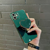 Heart Shaped Back Stand Holder iPhone Protective Phone Case Cover