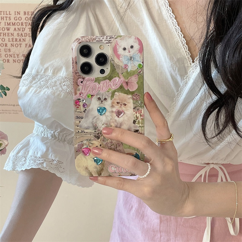 Adorable Cute Cat & Dog Design iPhone Phone Soft Cover Case