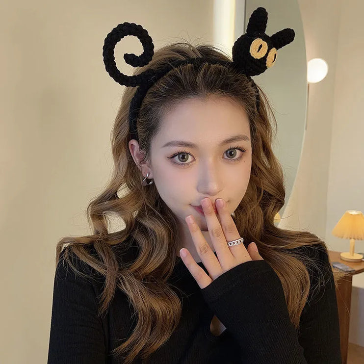 Cute Cartoon Black Cat Ear Twisted Fashion Makeup Hairband Headband