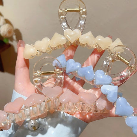 Sweet Adorable Love Heart Charm Jelly Fashion Hair Clip Claw