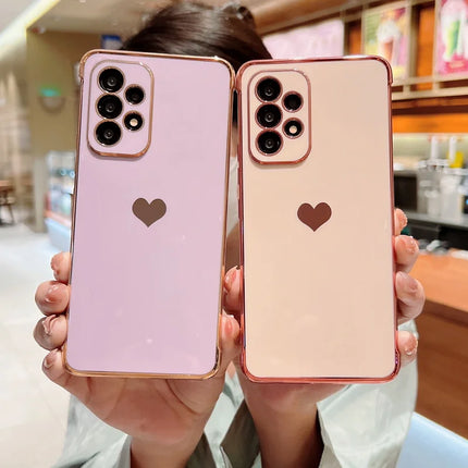 Luxury Plating Side Love Heart Design Slim Phone Case Samsung Galaxy