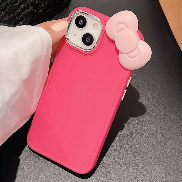 Cute 3D Pink Bowknot Soft Silicone Phone Case Cover for iPhone 15 14 13 12 11 Pro Max X XR