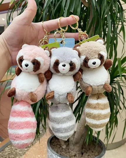 Cute Soft Cotton Raccoon Plush Pendant Charm Keychain