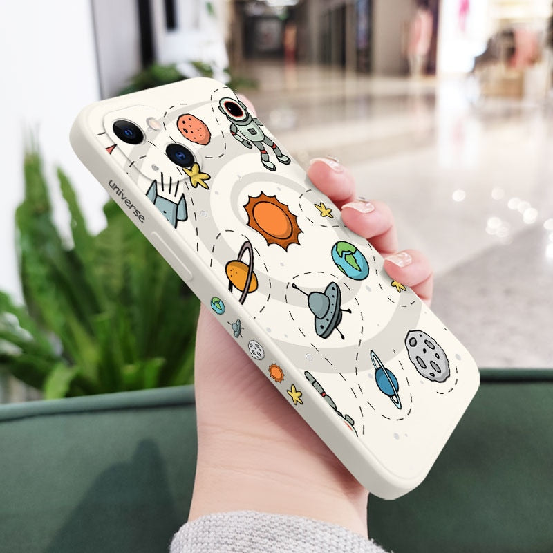 Astronaut Space Theme Side Pattern Design iPhone Protective Phone Case Cover