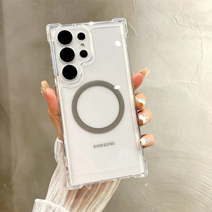 Luxury Reinforced Corners Transparent Armour Magnetic Case for Samsung Galaxy