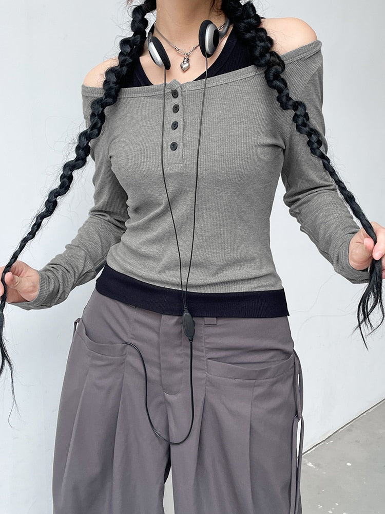 Basic Casual Streetwear Knit Long Sleeves Fashion Crop Top