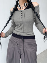 Basic Casual Streetwear Knit Long Sleeves Fashion Crop Top